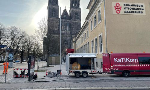 Baustelle KaTiKom vor dem Magdeburger Dom